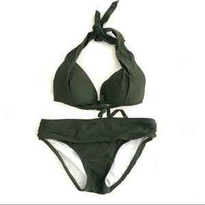 Olive Green Halter Bikini Set